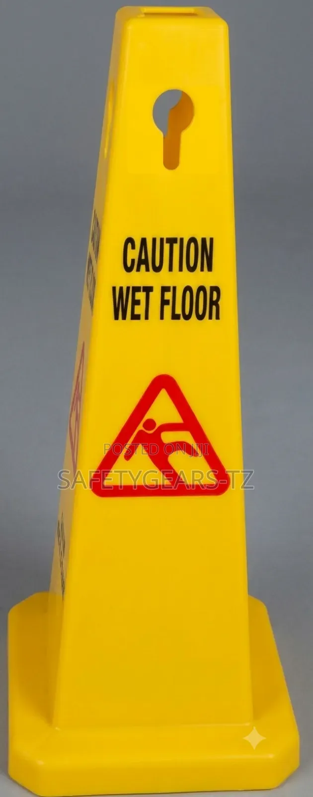Bright Yellow, Four-Sided Safety Caution Traffic Cone