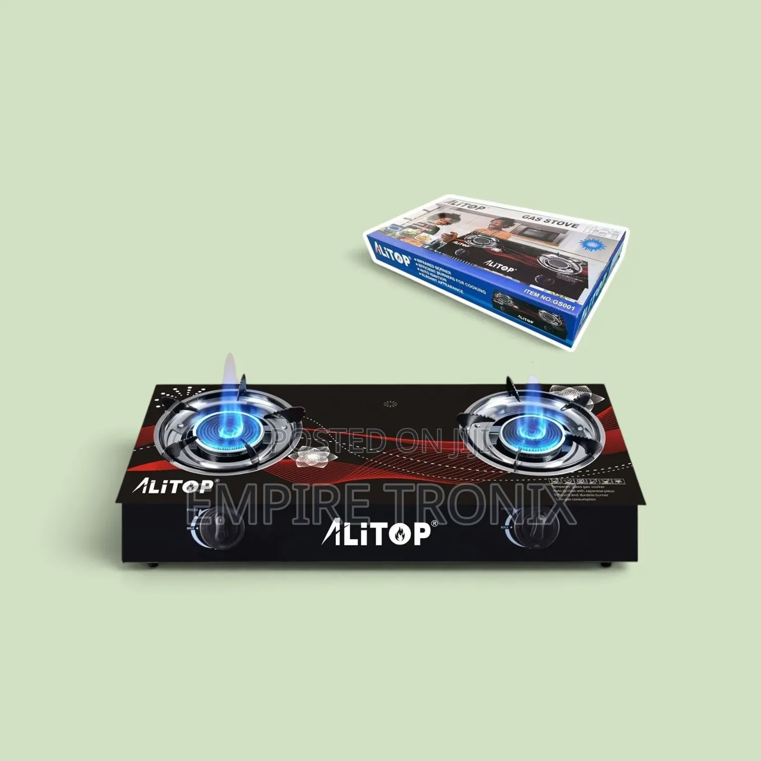 Alitop GS-001 2 Burner Infrared Gas Stove Auto Ignition Tanzania