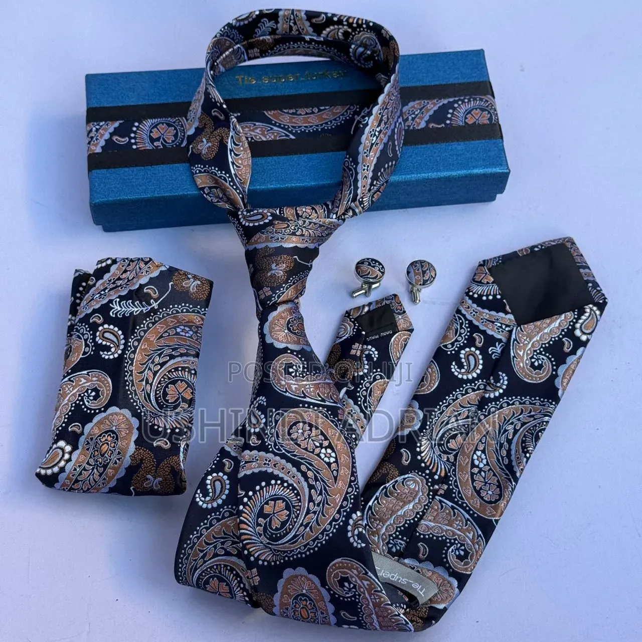 🔥NEW ARRIVAL—PREMIUM TIE SET🔥👔Tie+Pocket Square+Cuff Buttons