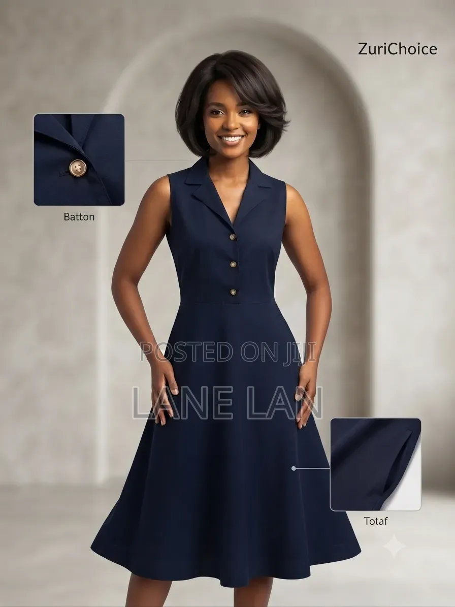 ZuriChoice Sleeveless Button-Down Midi Shirt Dress