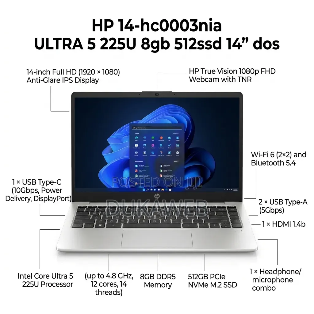 New Laptop HP 8GB Intel Core Ultra 5 SSD 512GB