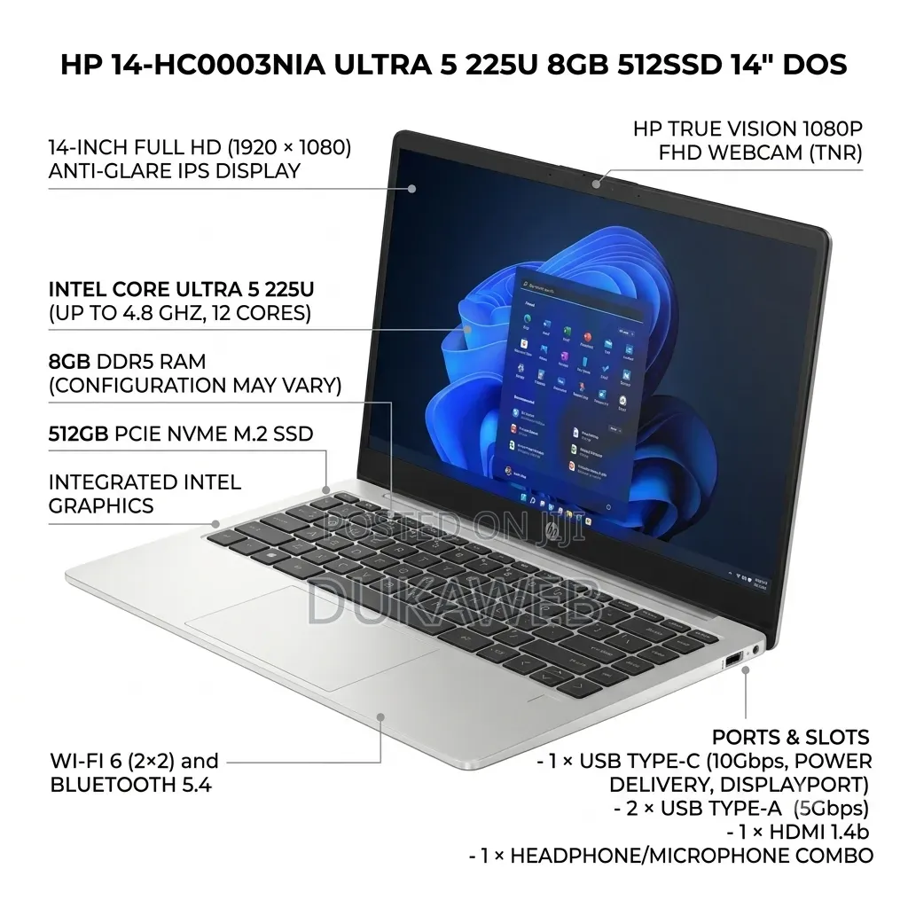 New Laptop HP 8GB Intel Core Ultra 5 SSD 512GB