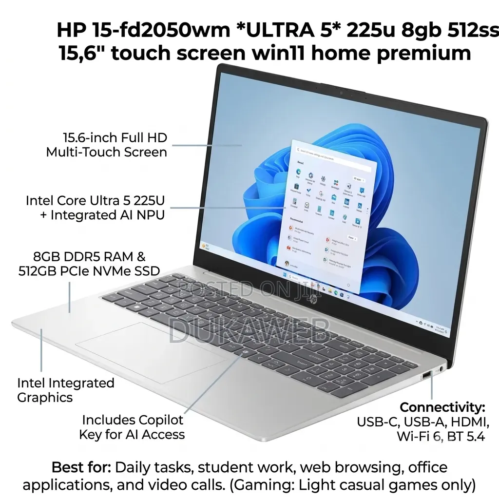 New Laptop HP 15 8GB Intel Core Ultra 5 SSD 512GB