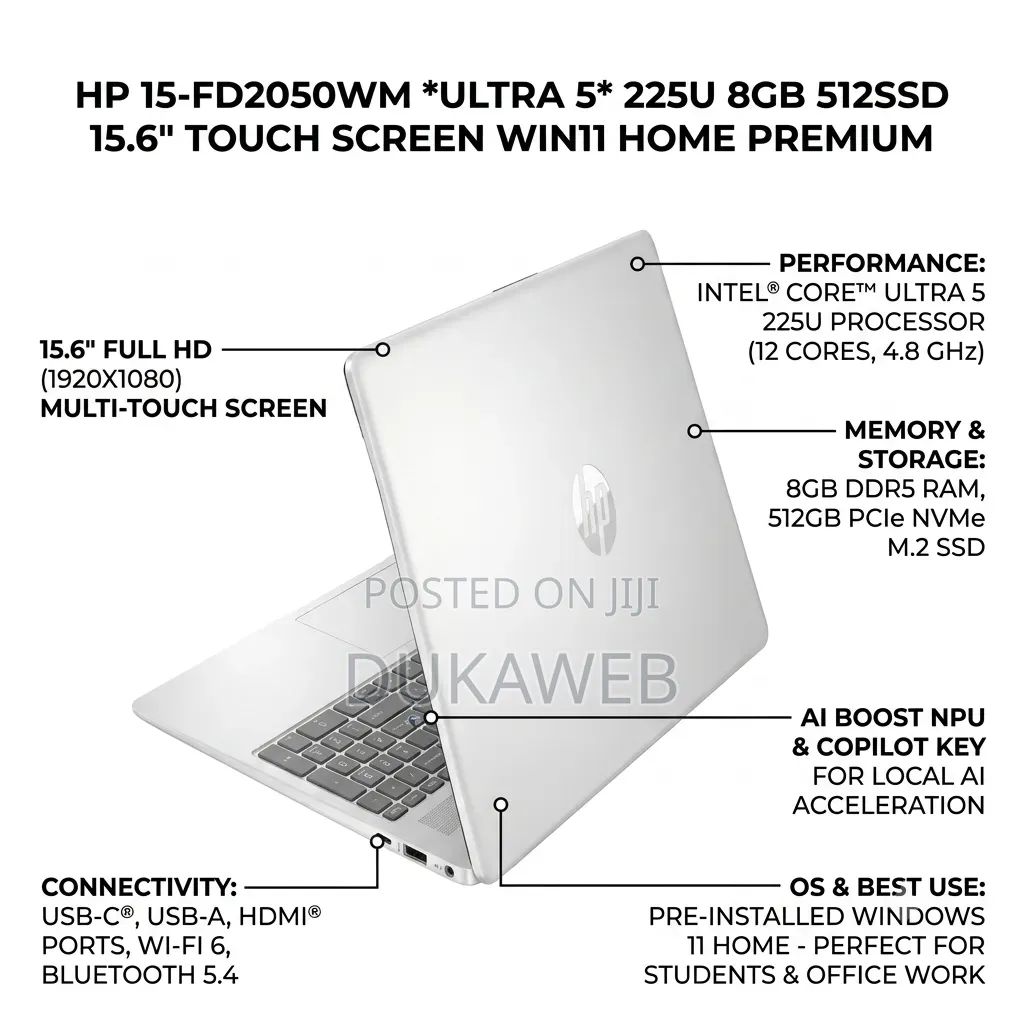 New Laptop HP 15 8GB Intel Core Ultra 5 SSD 512GB
