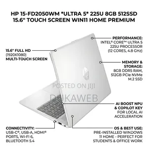 New Laptop HP 15 8GB Intel Core Ultra 5 SSD 512GB