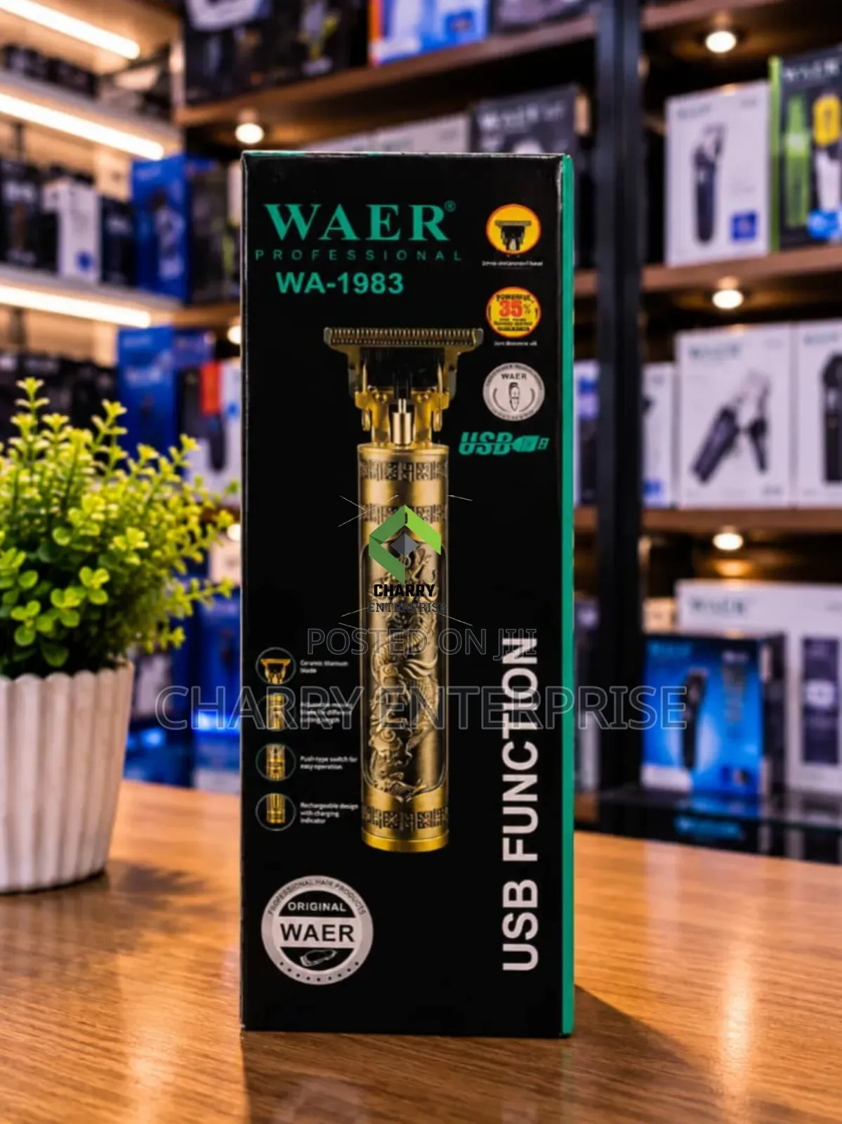 Waer Professional Hair Trimmer Mashine Ya Kunyolea Ya Kuchaji