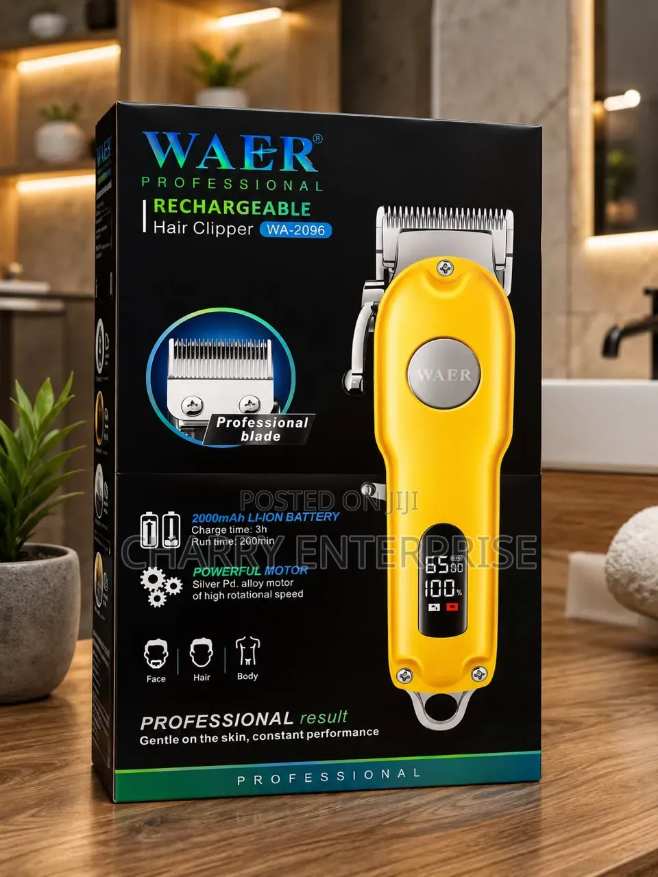 Waer Wa2096 Professional Rechargeable Hair Clipper 2000mah Kunyolea