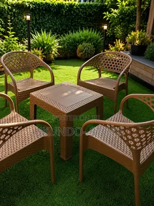 One Table With 4 Chairs Brown Colour