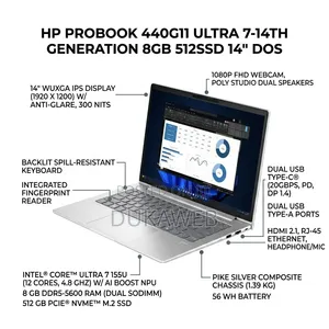 New Laptop HP ProBook 460 G11 8GB Intel Core Ultra 5 SSD 512GB