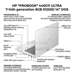 New Laptop HP ProBook 460 G11 8GB Intel Core Ultra 5 SSD 512GB