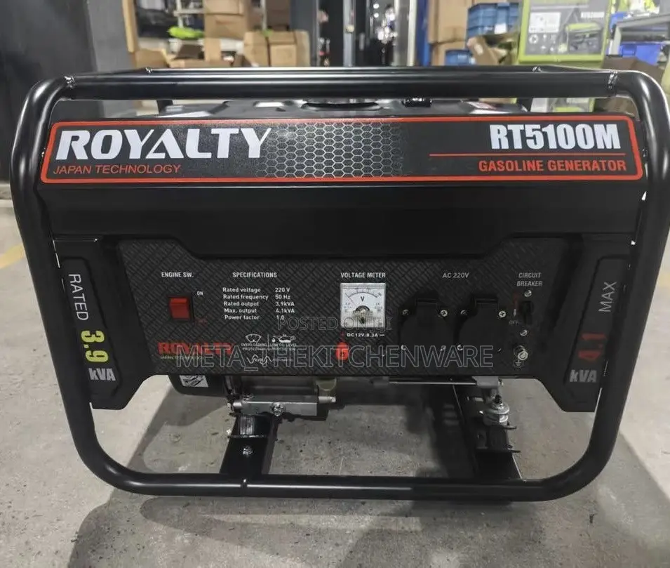 Royalty Gasoline Generator Key Start 4.1kva Rt5100m