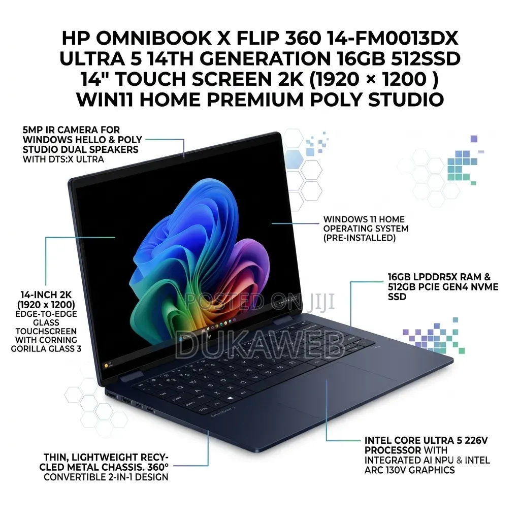 New Laptop HP OmniBook X Flip 14" 16GB Intel Core Ultra 5 SSD 512GB