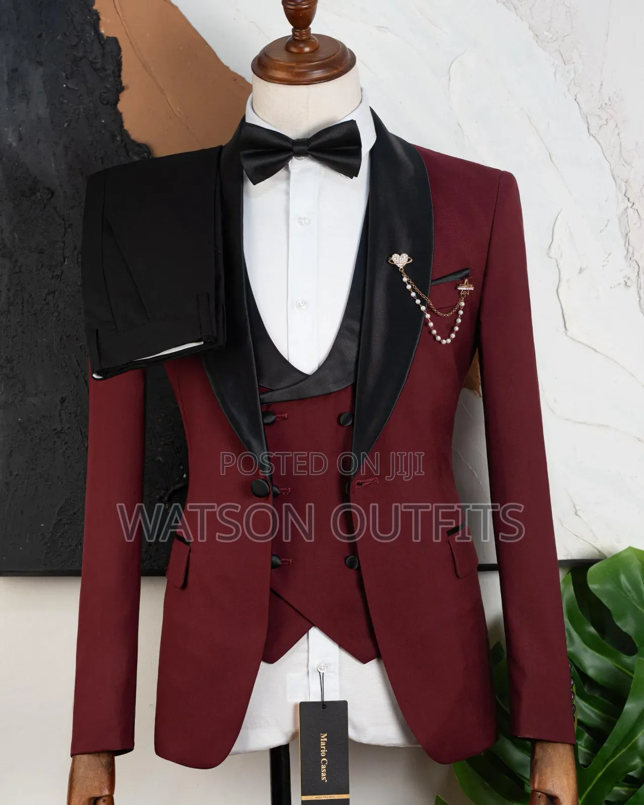 2 Colours Red and Green Mario Casas Brand Men's Best Quality Suits