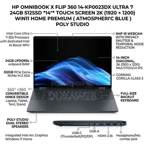 New Laptop HP OmniBook X Flip 14" 24GB Intel Core Ultra 7 SSD 512GB