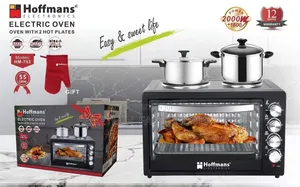 Hoffmans 55L Electric Oven With 2 Hot Plates – Bake, Roasting, Grills
