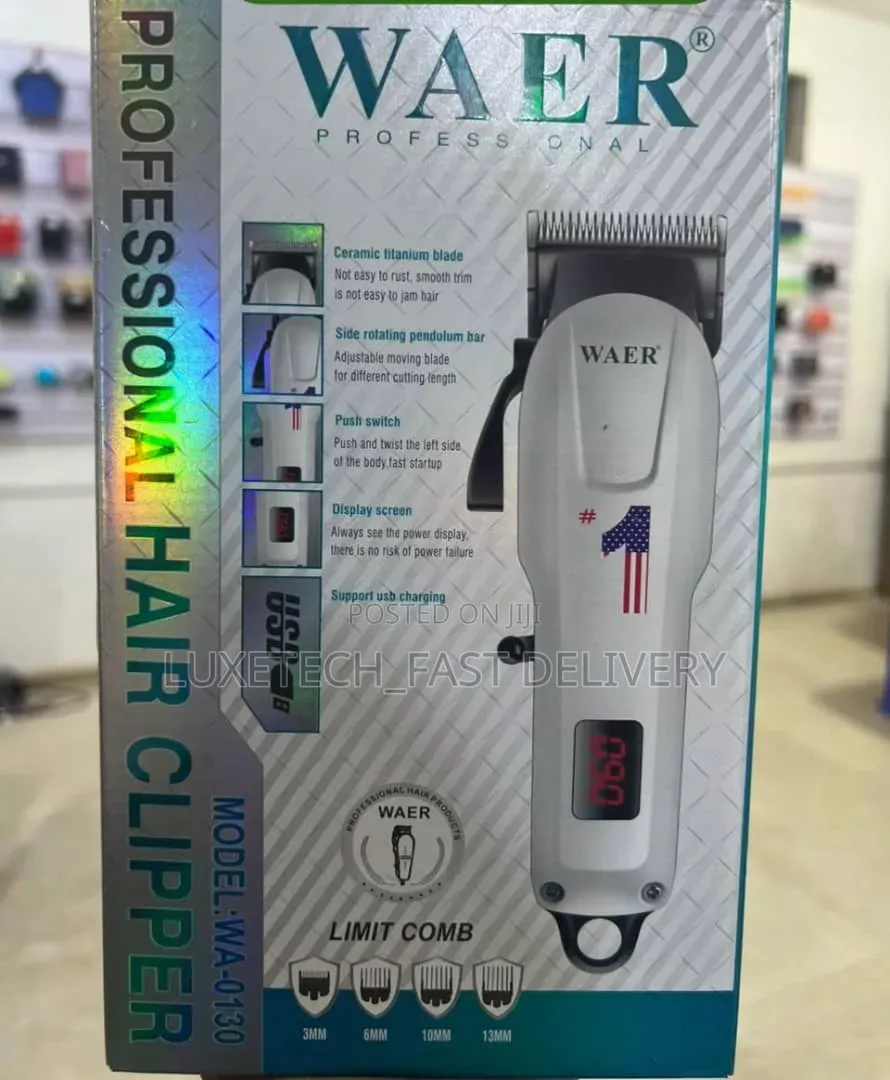 WAER WA-0130 Cordless Hair Clipper–Ceramic Titanium Blade, LED Display