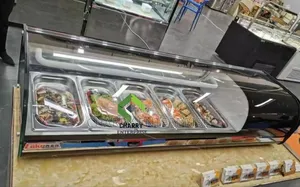 Commercial Counter Top Salad Bar Curved Glass Refrigerated displayCase