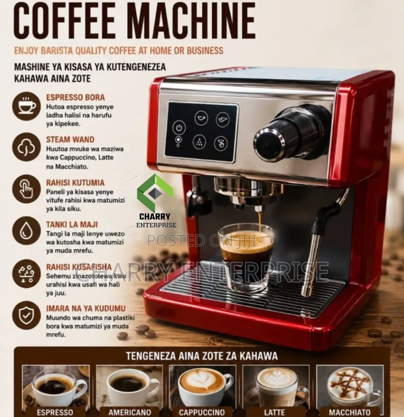 Digital Touch GEMILAI COMMERCIAL Espresso and Coffee Mashine Ya Kahawa