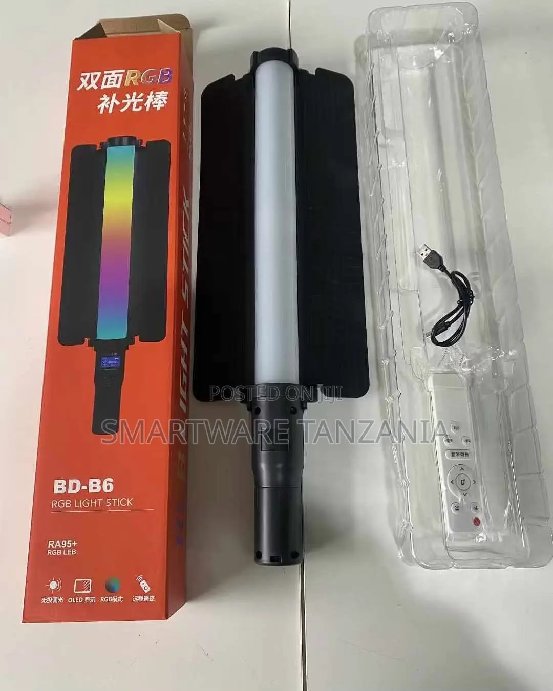BD-B6 RGB Light Stick With RA95+ Color Rendering, USB Powered, Remote