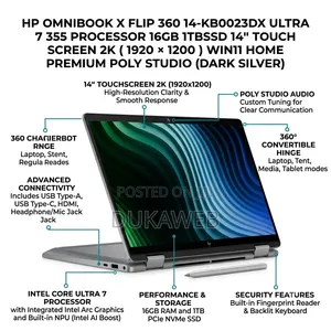 New Laptop HP OmniBook X Flip 14" 16GB Intel Core Ultra 7 SSD 1T