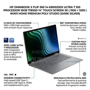 New Laptop HP OmniBook X Flip 14" 16GB Intel Core Ultra 7 SSD 1T