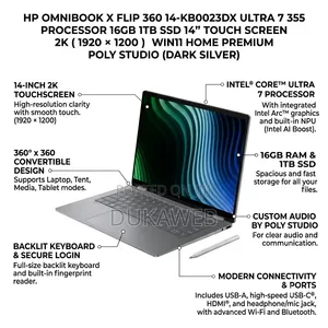 New Laptop HP OmniBook X Flip 14" 16GB Intel Core Ultra 7 SSD 1T