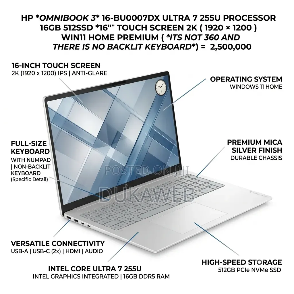 New Laptop HP OmniBook Ultra Flip 16" 16GB Intel Core Ultra 7 SSD 512GB
