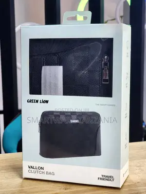 Green Lion Vallon Clutch Bag, Travel Friendly, Soft Leather, Black