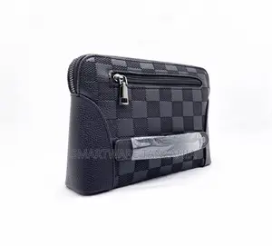 Green Lion Vallon Clutch Bag, Travel Friendly, Soft Leather, Black