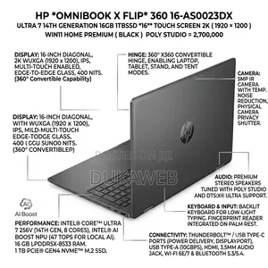New Laptop HP OmniBook Ultra Flip 16" 16GB Intel Core Ultra 7 SSD 1T