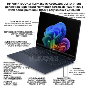 New Laptop HP OmniBook Ultra Flip 16" 16GB Intel Core Ultra 7 SSD 1T