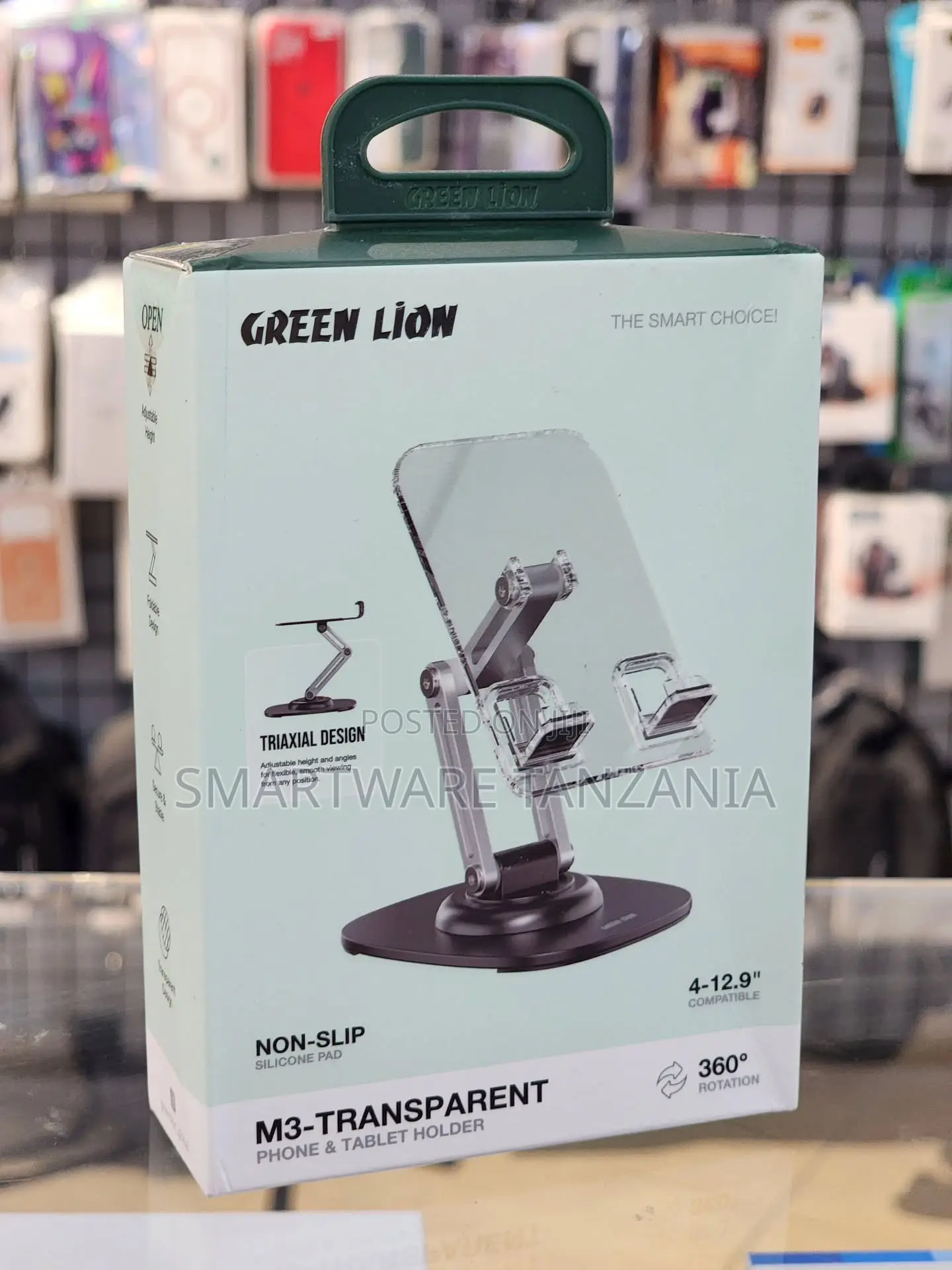 Green Lion M3-Transparent Phone & Tablet Holder, 360° Rotation