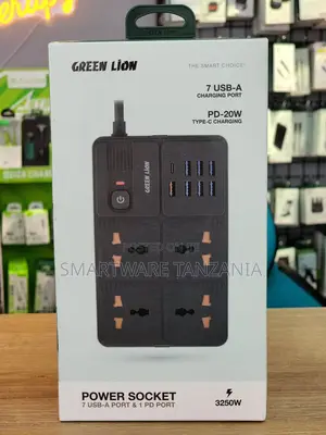 Green Lion Power Socket With 7 USB-A Ports and 1 PD Type-C Port, 3250W