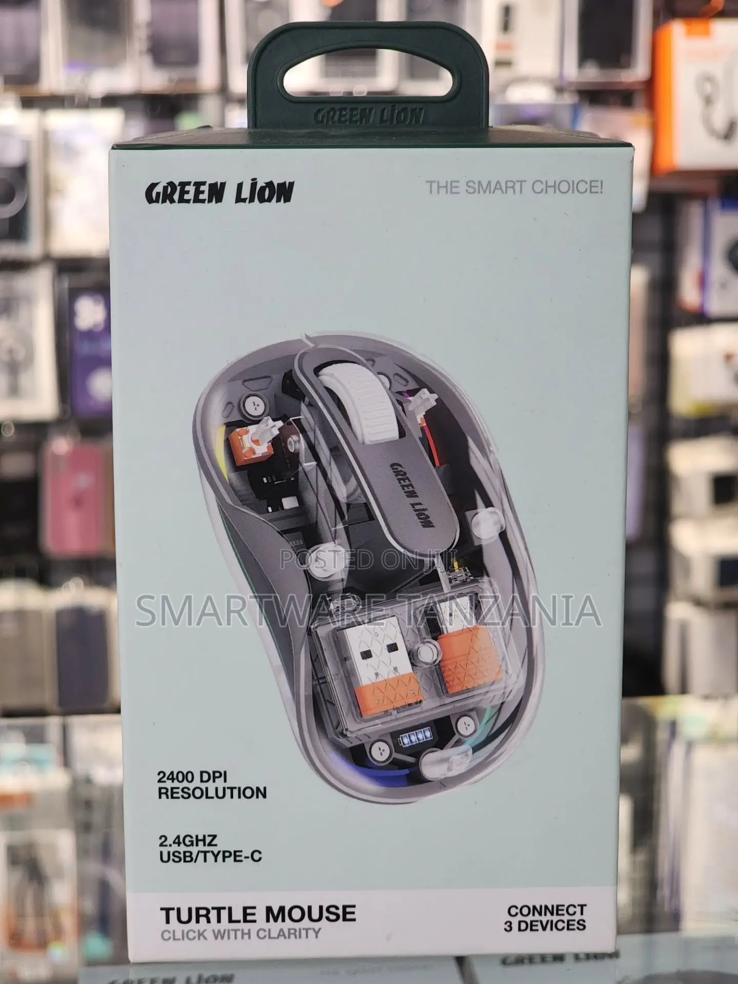 Green Lion Turtle Mouse 2400 DPI Resolution, 2.4GHz USB/Type-C