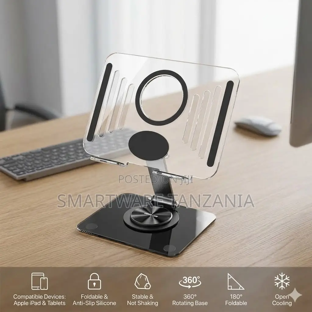 Green Lion Transparent Tablet Stand With 360° Rotation, Anti-Slip Base
