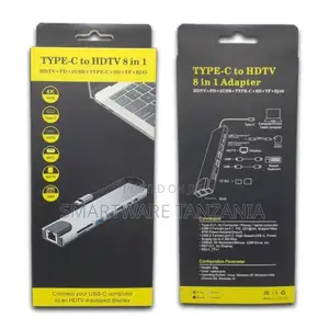 Type-C to HDTV 8-in-1 Adapter With HDMI, USB, SD, TF, and RJ45 Ports
