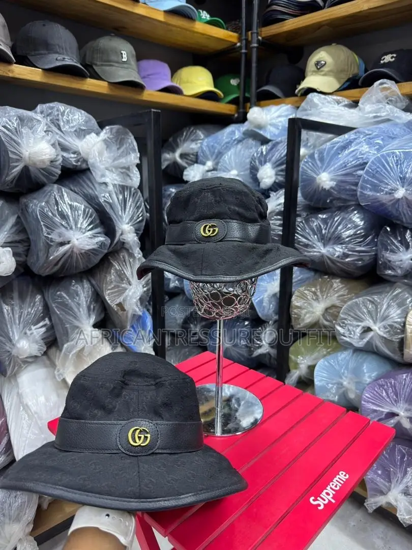 Loewe Denim Buckets Hats Feature a Prominent White Logo Patch on Front