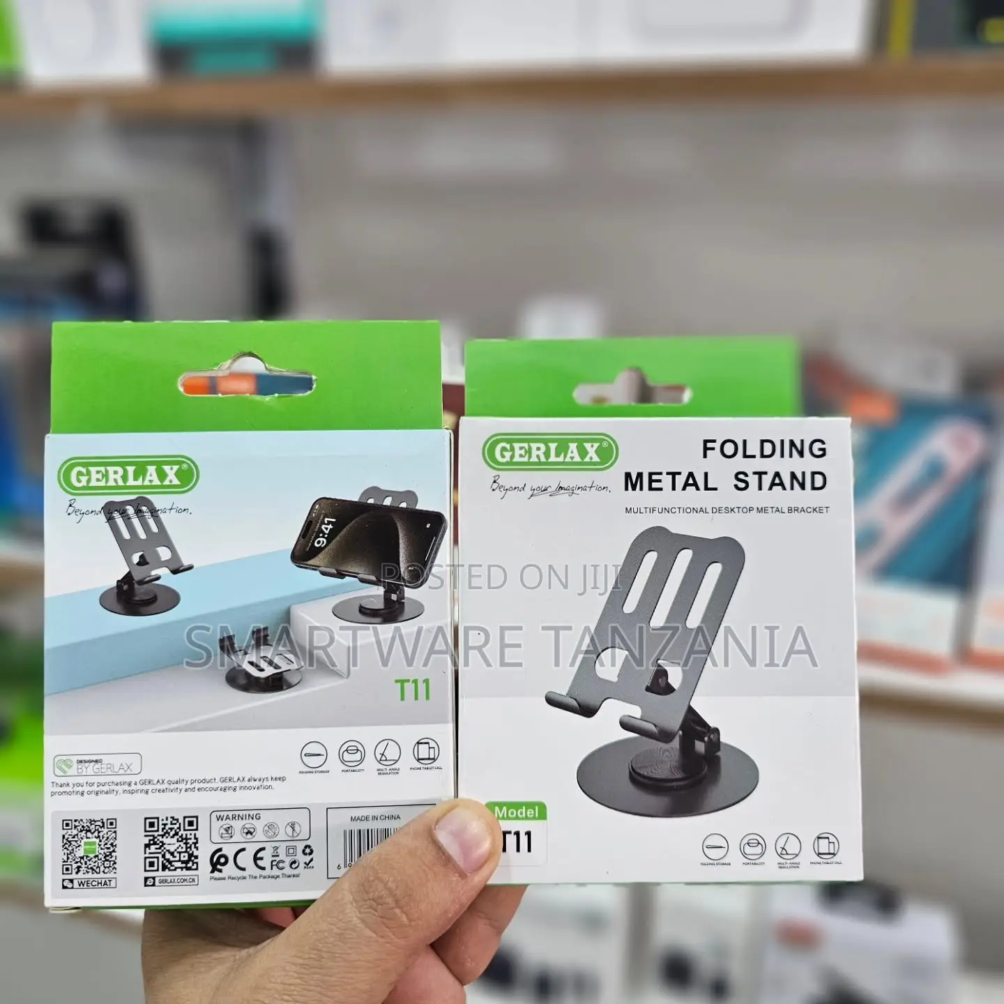 GERLAX Folding Metal Stand for Smartphones, Adjustable Height
