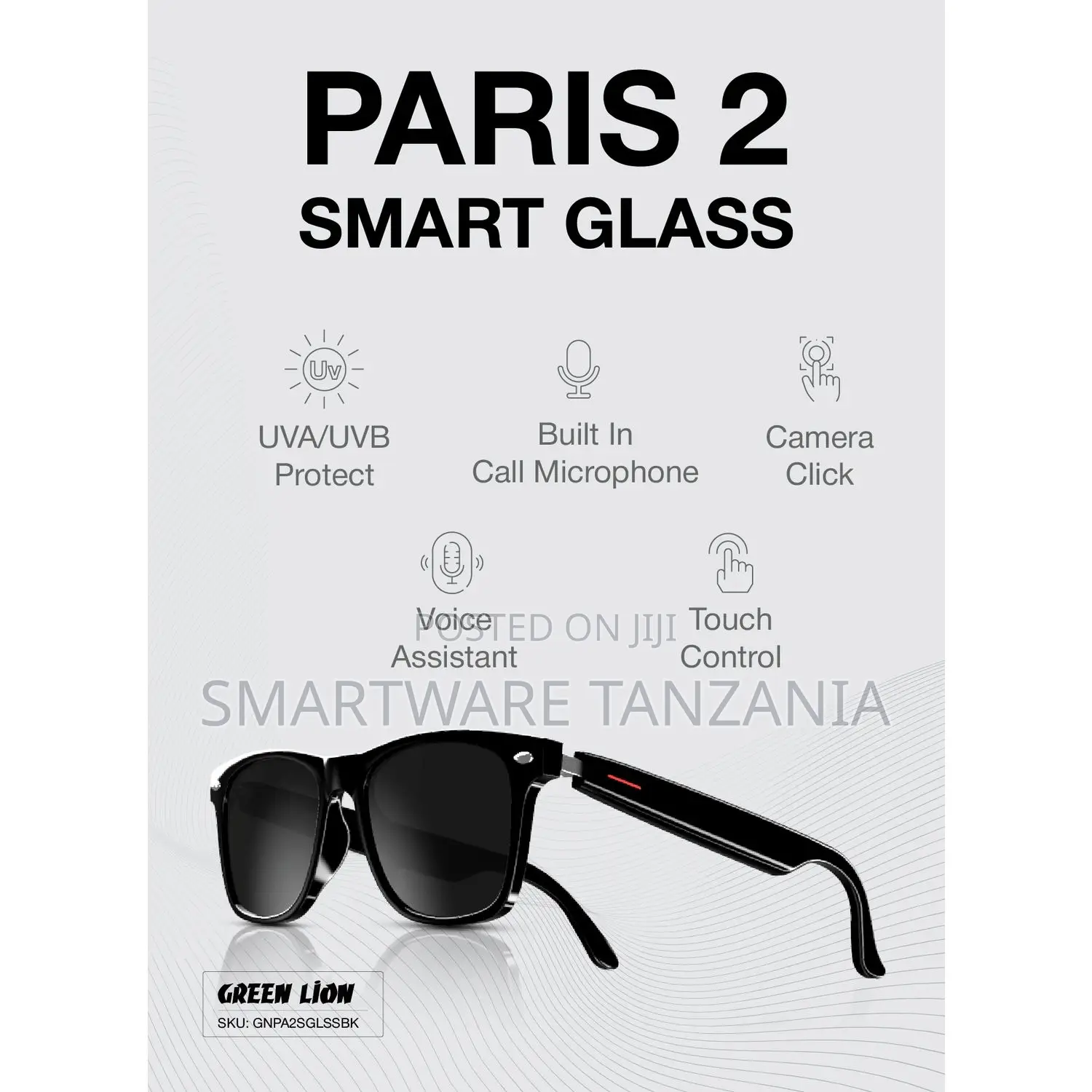 Green Lion Paris 2 Smart Glasses With Bluetooth 5.3, Mic, and BT Call
