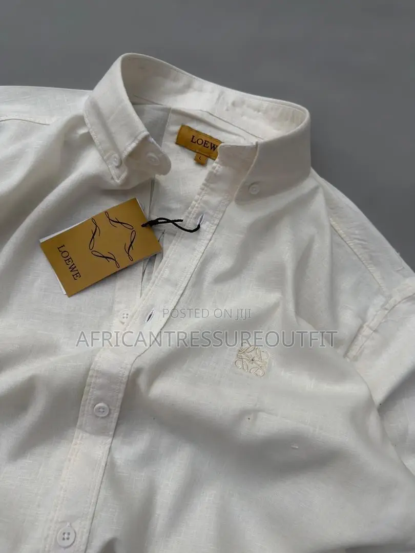 Loewe Linen Shirts Longsleeve Button Down Casual Shirt