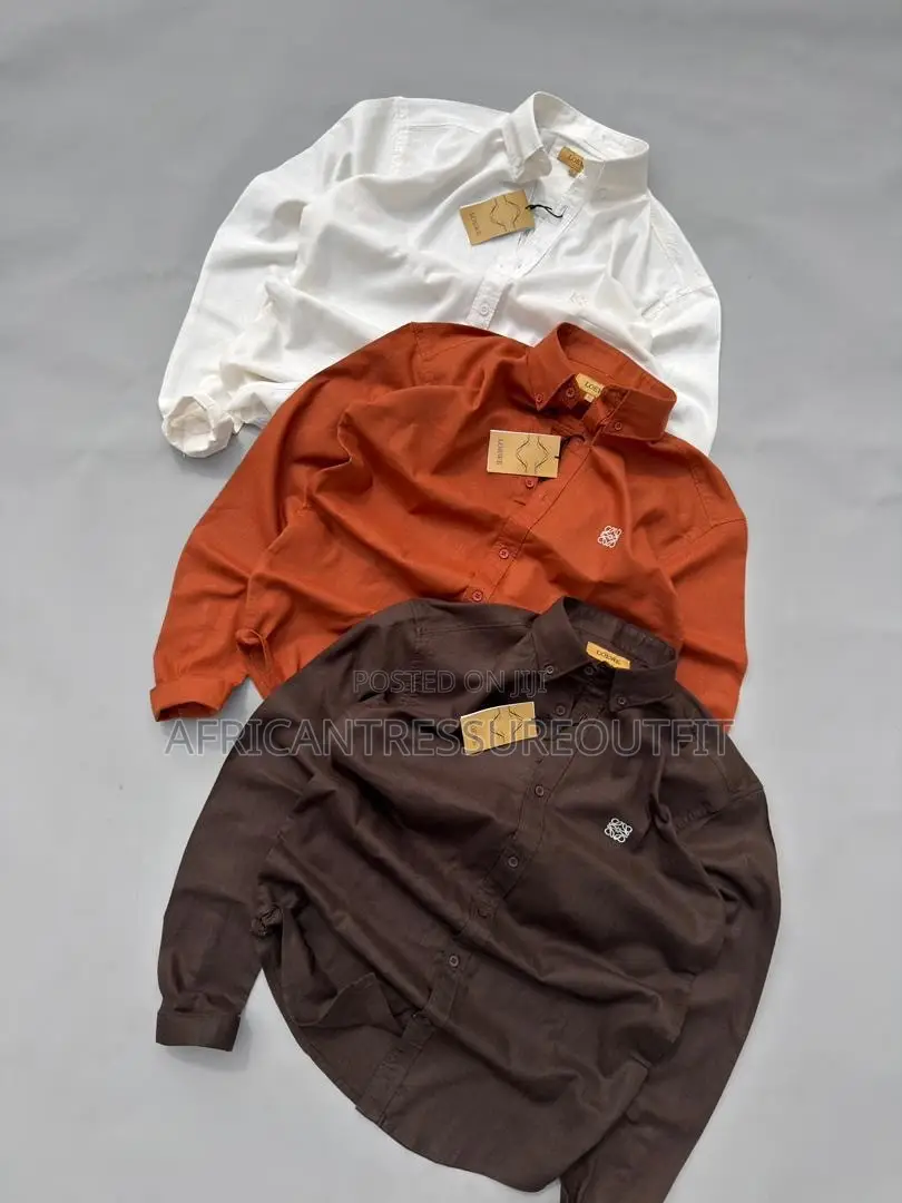Loewe Linen Shirts Longsleeve Button Down Casual Shirt