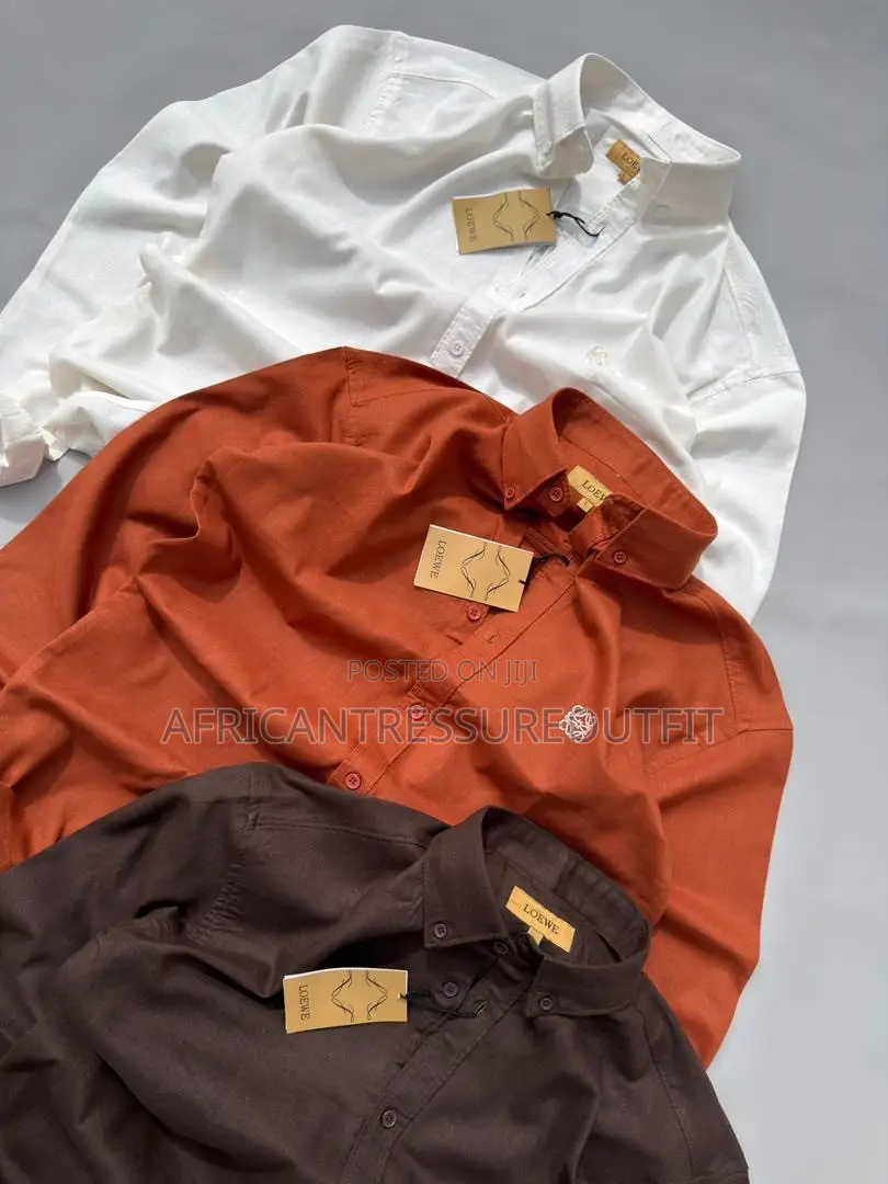 Loewe Linen Shirts Longsleeve Button Down Casual Shirt
