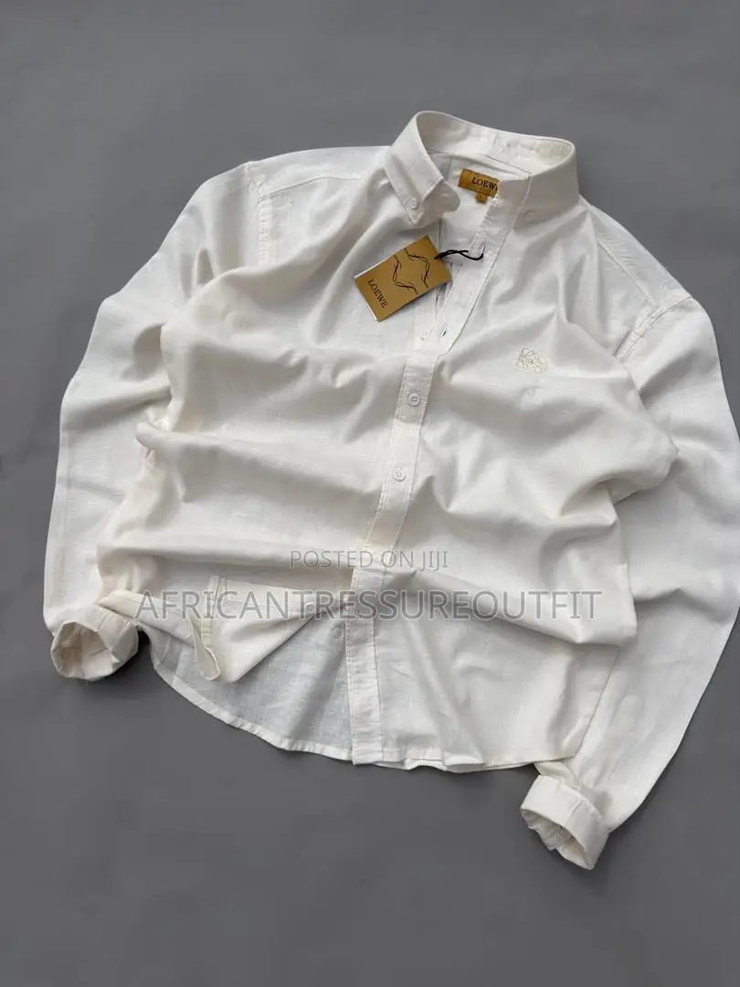 Loewe Linen Shirts Longsleeve Button Down Casual Shirt