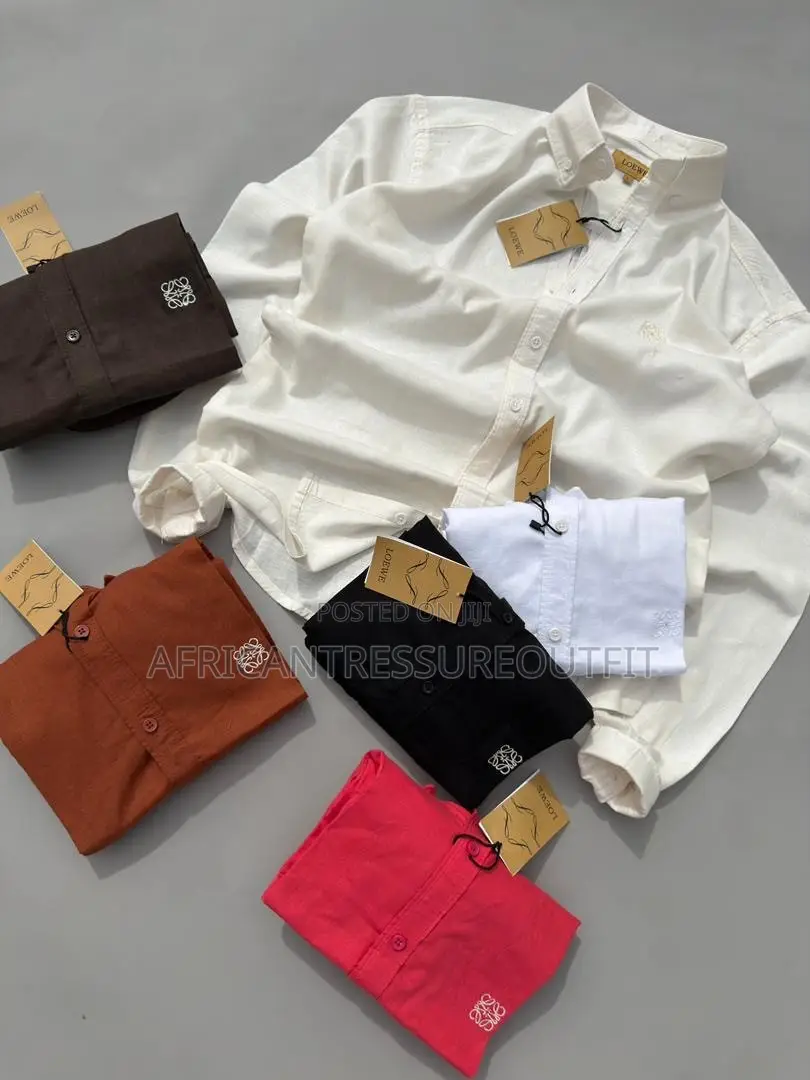 Loewe Linen Shirts Longsleeve Button Down Casual Shirt