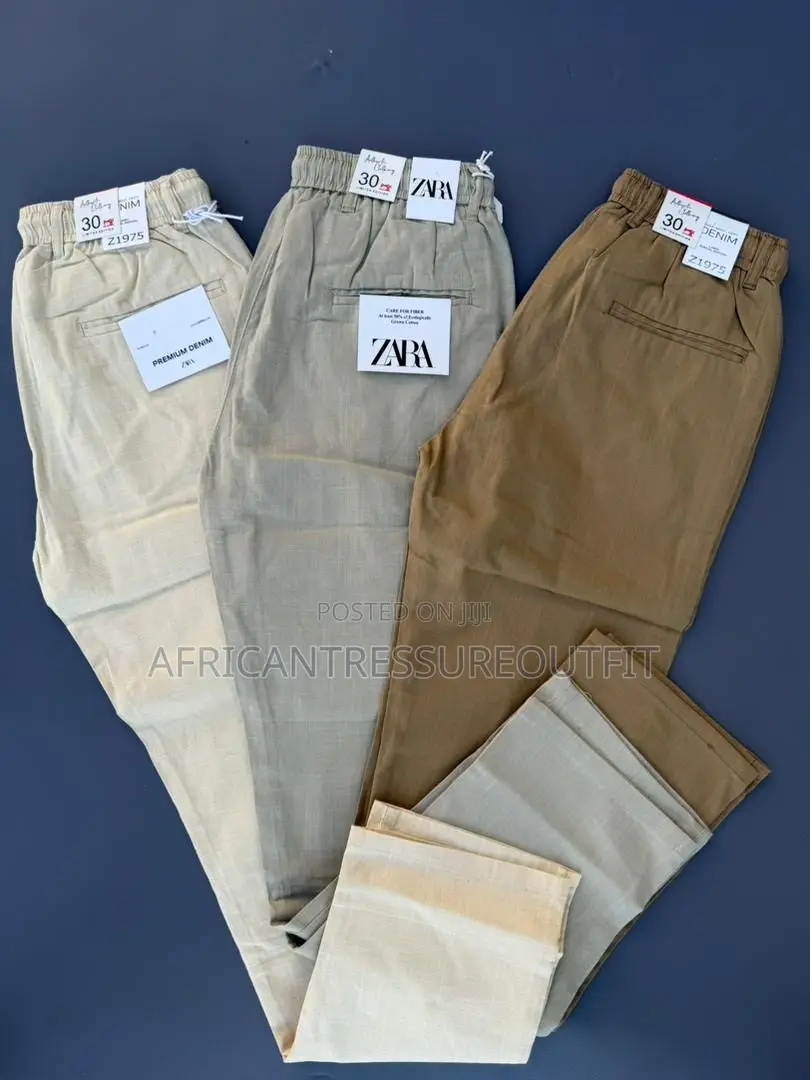 Zara Drawstring Linen Trouser Features Elastic Waistband and Comfort