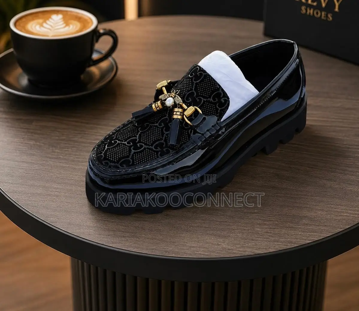 Men’s Black Patent Tasseled Loafer