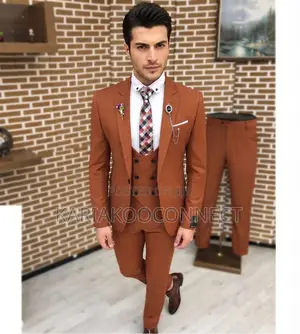 Rust Brown 3-Piece Slim Fit Suit – Marco Milano”