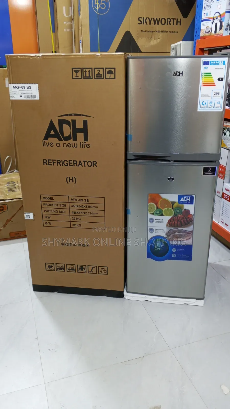Adh Refrigerator Double Door 170l (Arf 69 Ss) 170l