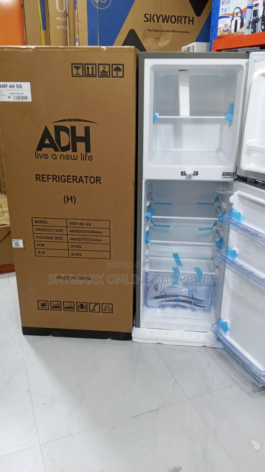 Adh Refrigerator Double Door 170l (Arf 69 Ss) 170l