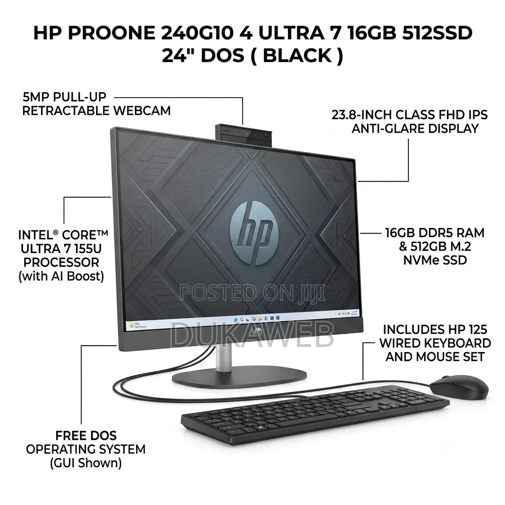 New HP ProOne 240 G10 All-in-One 16GB Intel Core Ultra 7 SSD 512GB